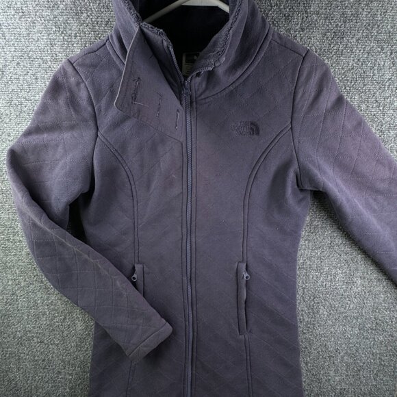 The North Face Purple Fuzzy Fleece Lined Jacket Small Full Zip Long W/ Pockets - Picture 1 of 16